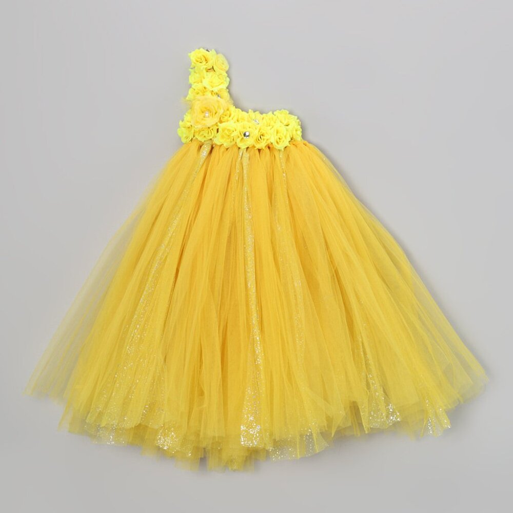 Yellow One Shoulder Tutu Dress